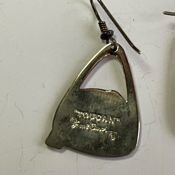 Signed Laurel Burch Toucan Drop Earrings - Picture 4 of 4